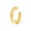 A gold oval simple connector lock with a push closure. This connector is made for open loop necklaces or can be used as a clasp.