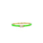 A thin band with colorful enamel and a center baguette stone. This ring is dainty and feminine.
