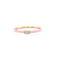 A thin band with colorful enamel and a center baguette stone. This ring is dainty and feminine.
