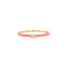 A thin band with colorful enamel and a center baguette stone. This ring is dainty and feminine.