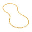 A solid gold vintage inspired tear drop link chain with tear drop shaped links and lobster clasp.