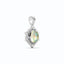 Silver pendant with an opal stone on a white background