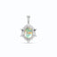 Opal pendant with silver frame on a white background