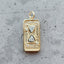A tarot card inspired pendant with different face card designs such as love, rose, hourglass, the sun, the moon, the stars, and courage.