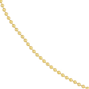 A yellow gold dainty ball chain, great for everyday and fits most pendants with ease. With lobster clasp.
