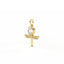 Gold pendant with a clear gemstone on a white background