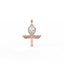 Rose gold pendant with a heart-shaped gemstone on a white background