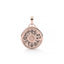 Rose gold pendant with zodiac symbols on a white background