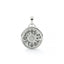 Silver pendant with zodiac symbols on a white background