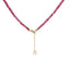 A beaded necklace with pink tourmaline gemstones. Featuring solid gold findings with adjustment extension. 