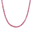 A beaded necklace with pink tourmaline gemstones. Featuring solid gold findings with adjustment extension. 