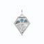 A gold kite shaped birth flower charm with birth stones bezel set above. Made with solid gold and jump ring bail. 