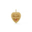 Gold heart-shaped pendant with 'Toi toujours' engraving and red gemstone on a white background