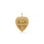 Gold heart-shaped pendant with 'Toi toujours' engraving and pink gemstone on a white background