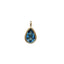 Gold pendant with a blue gemstone on a white background