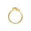 A pear blue sapphire ring set in bezel setting with a round diamond