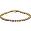 Gold bracelet with purple gemstones on a white background