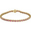 Gold bracelet with pink gemstones on a white background