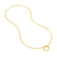 A gold chain features half paperclip link and half double cable chain links. Finished with round loop ends to be paired with connector locks.