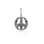 A diamond encrusted peace sign charm made with white or black diamonds. 