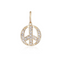 A diamond encrusted peace sign charm made with white or black diamonds. 