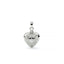Silver heart-shaped pendant with intricate designs on a white background