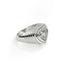Silver ring with a diamond on a white background