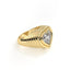 Gold ring with a diamond on a white background