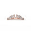 Rose gold ring with diamond accents on a white background