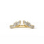 Gold ring with marquise-shaped diamonds on a white background