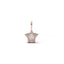 Star-shaped pendant with rose gold frame and clear gemstone on a white background