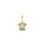 Gold star-shaped pendant with a diamond on a white background