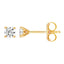 A classic four prong one carat diamond stud in yellow gold.