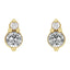 Gold earrings with clear gemstones on a white background
