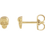 A pair of earring studs that has a three dimensional skulls. Sold in single or pairs. 