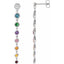 Silver earrings with colorful gemstones on a white background
