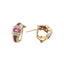 A pair of vintage ruby and diamond earrings with princess cut rubies and row of accent diamonds. 