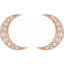 Rose gold crescent moon earrings with clear gemstones on a white background
