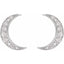 Crescent moon-shaped earrings with embedded stones on a white background