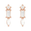 Rose gold earrings with clear gemstones on a white background