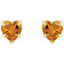 Heart-shaped orange gemstone earrings on a white background