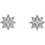 Star-shaped earrings with diamond-like stones on a white background