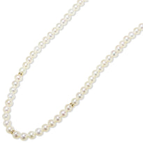 Round white fresh water pearls with gold beaded accents and a round clasp.
