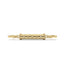 Gold bracelet with star and moon designs on a white background