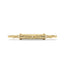 Gold bracelet with intricate design on a white background