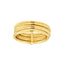 Gold ring with multiple bands on a white background