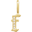 A gold gothic font letter initial pendant with accent diamonds.