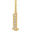 A gold gothic font letter initial pendant with accent diamonds.