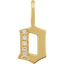 A gold gothic font letter initial pendant with accent diamonds.