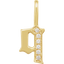 A gold gothic font letter initial pendant with accent diamonds.
